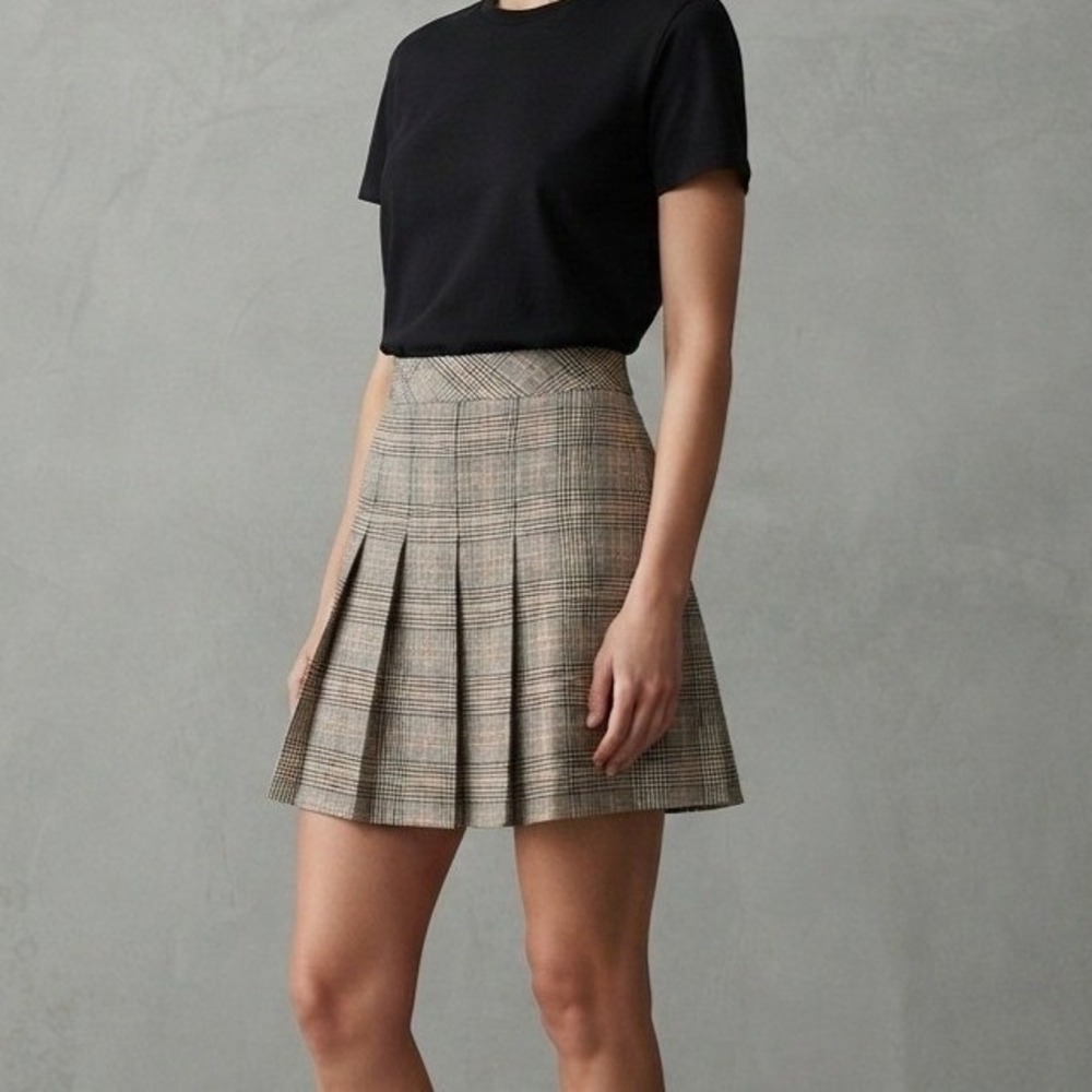 Sunday‎ Best Plaid Pleated Olive Mini Skirt Preppy Academic Glen Check 00